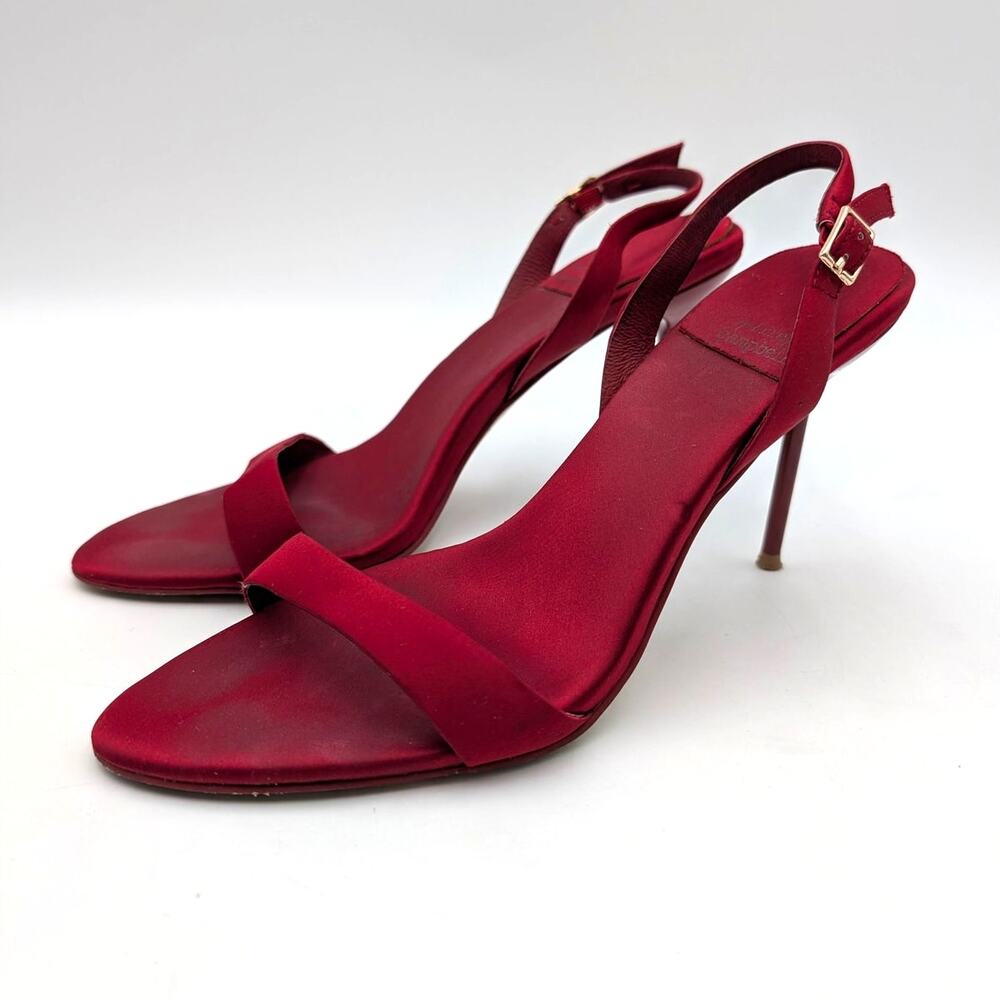 Jeffrey Campbell Go-Getter Open Toe Sandals Women's Red Satin Size US7.5 EU38